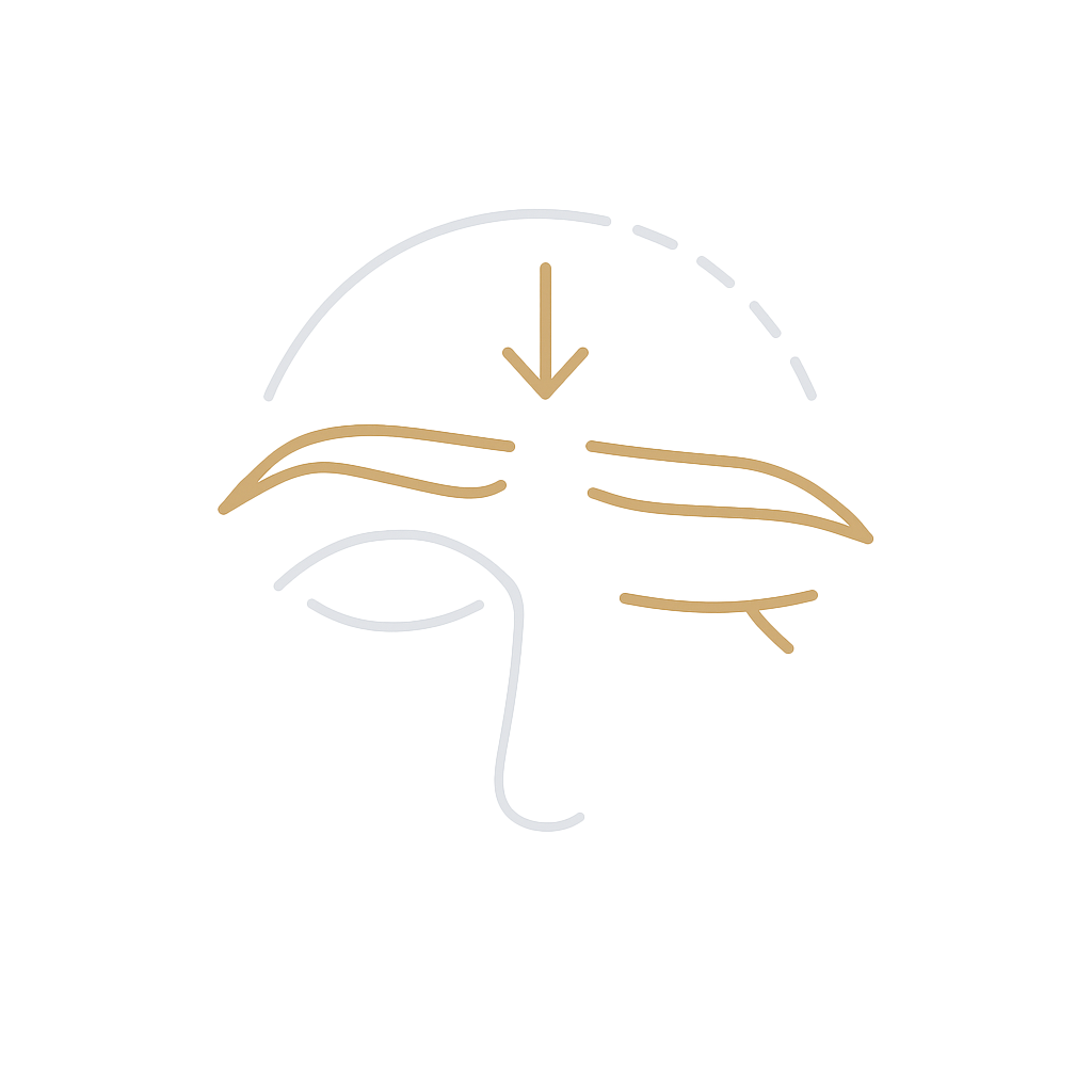 herab gesunkene Augenbrauen durch Hautalterung