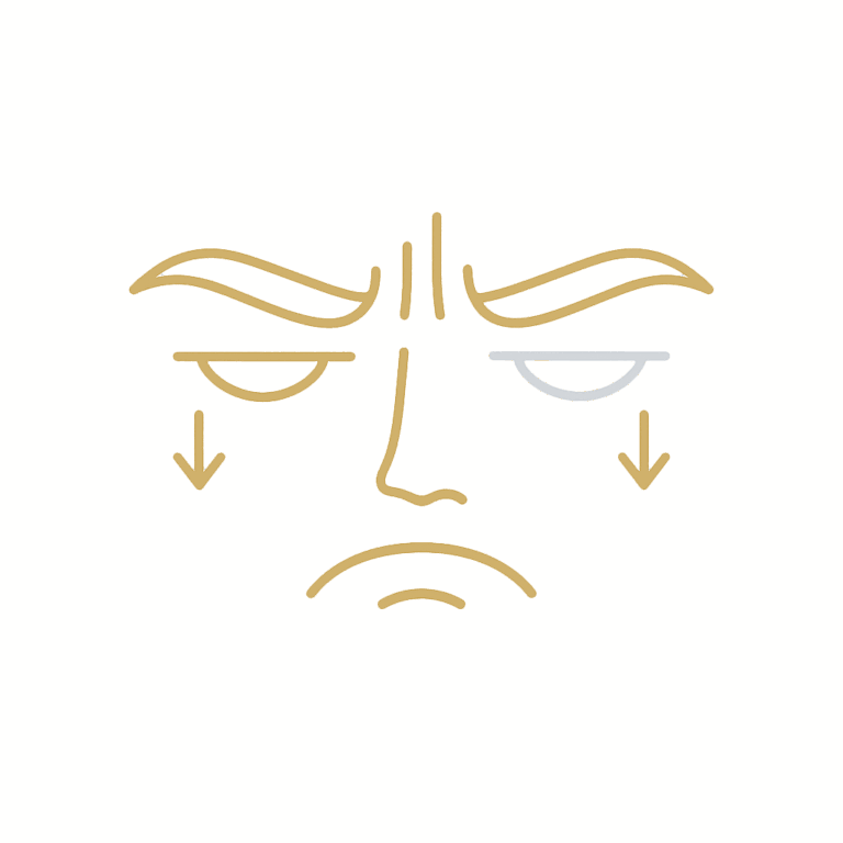 Bei müdem oder grimmigem Gesichtsausdruck